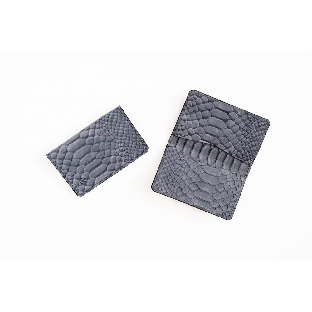Slide Swing TARJETERO TRIPLE DE PIEL ESCAMAS AZUL/GRIS thumbnail 2