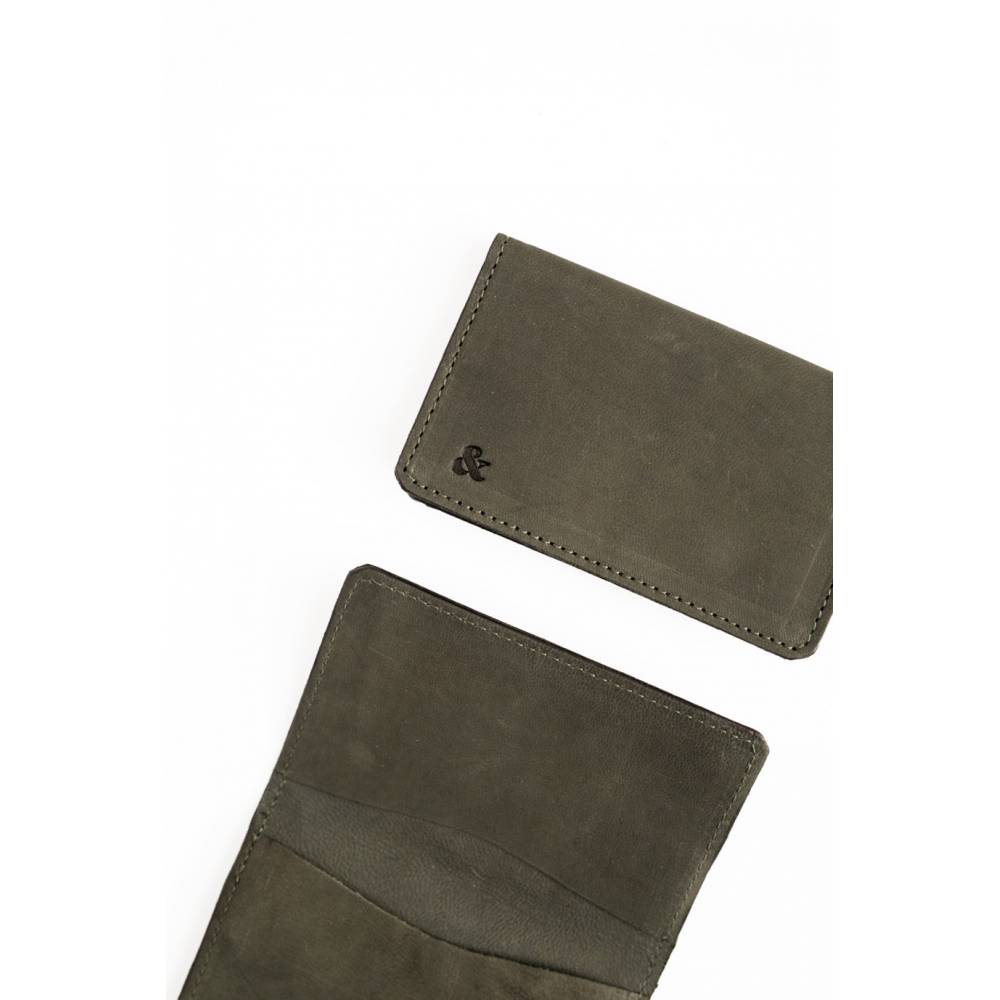 Slide Swing TARJETERO TRIPLE DE PIEL VERDE/GRIS thumbnail 2